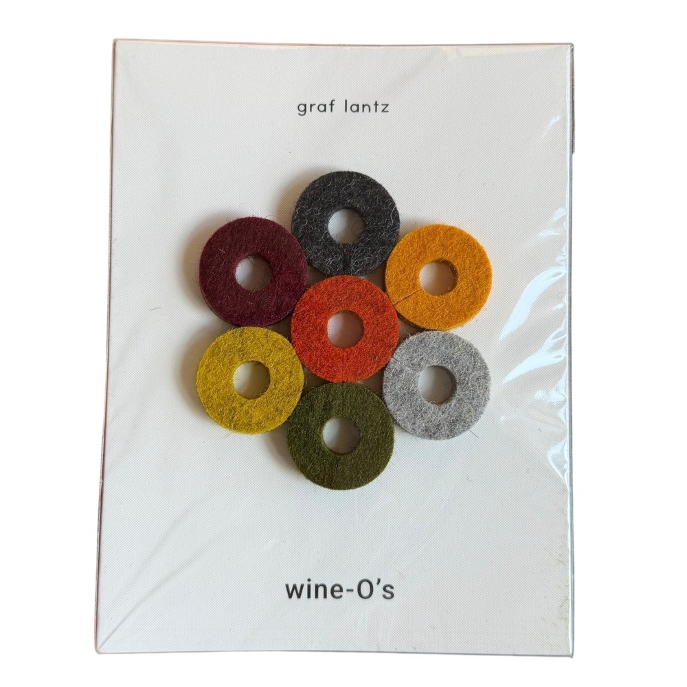 GRAF LANTZ Wine O's Set of 7 Merino Wool Felt Drink Markers Colors‎ NWT